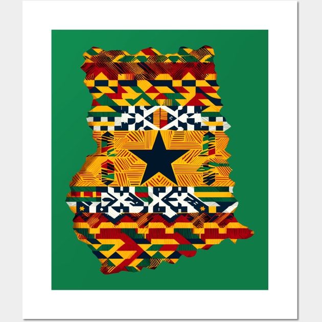 Ghana Map Kente Pattern Wall Art by Graceful Designs